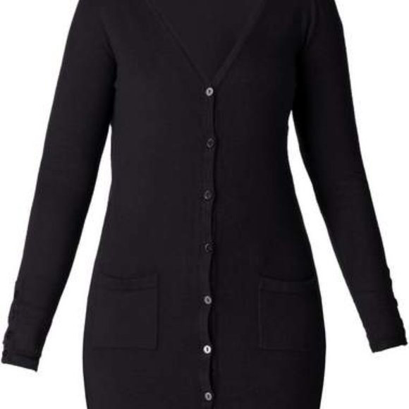 Yest Yaella Ladies Black Long Button Front Cardigan Sweater 80482 Various Sizes - Picture 3 of 9